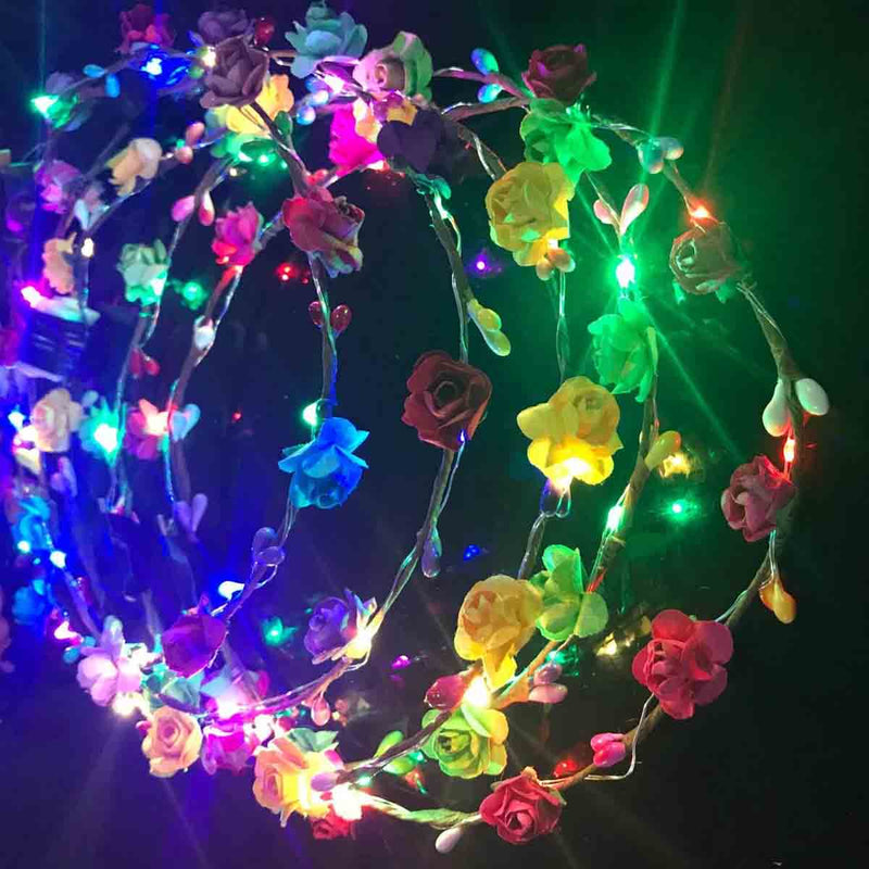 LED Flower Wreath Party Holiday Light Garland Headband Wedding Photography Gift