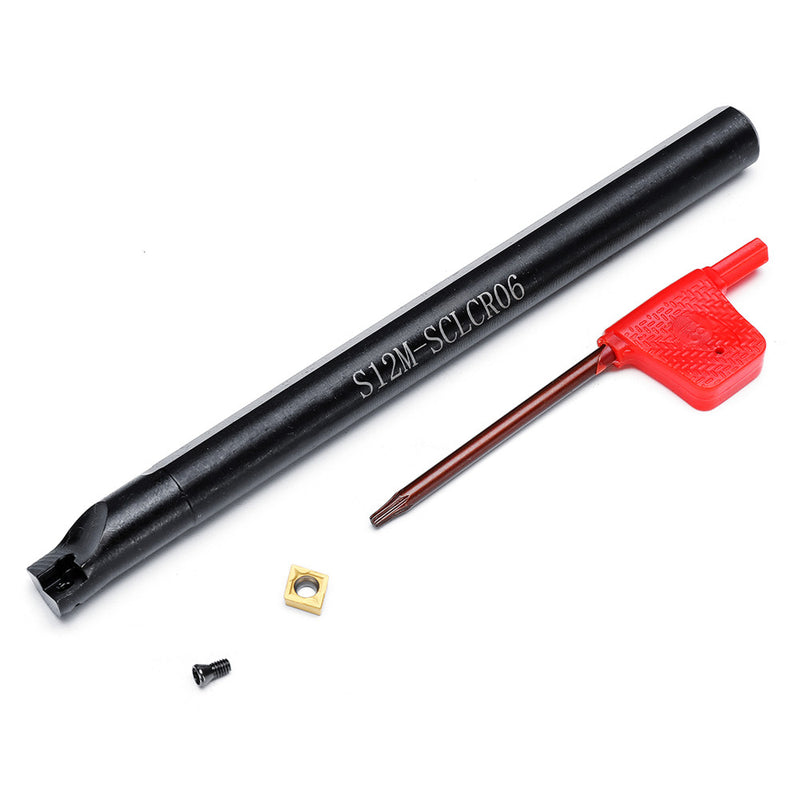 5pcs 12mm Shank Turning Tool Holder Set with Inserts Blade Wrench for Bench Lathe CNC