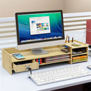 Multi-function Desktop Monitor Stand Computer Laptop Screen Riser Wood Shelf Desk Storage Holder with Lock
