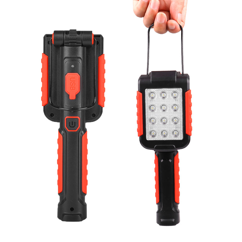 XANES 6035 9xLED 3Modes 180 Rotating Flashlight USB Rechargeable Magnetic Work Light AAA