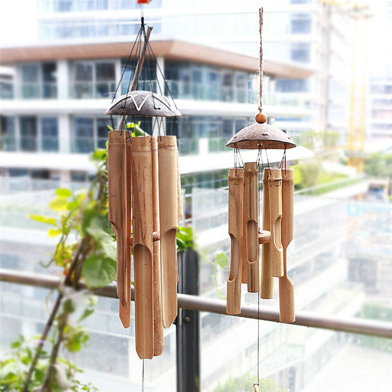 Coconut Wood Handmade Bamboo Wind Chimes Big Bell Tube Wind Chime Home Decor