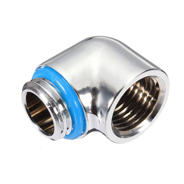 Chromed Water Cooling 90 Degree Angle G1/4 Thread Nozzle Fitting Adapter