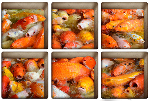 PAG 6pcs 13x13cm Water Shadow Ocean/Forest Seires Pattern 3D Non-Slip Waterproof Bathtub Mat Sticker