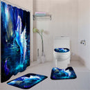 Bathroom Horse Shower Curtain Toilet Cover Mat & Pedestal Rug Mat & Bath Nonslip Mat