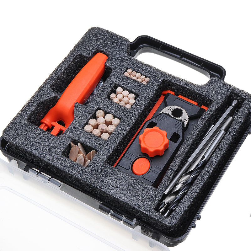 2 in 1 Pocket Hole Jig 6/8/10/12mm Doweling Jig Kit Carpentry Locator Hole Drill Guide DIY Woodworking Tools With Box