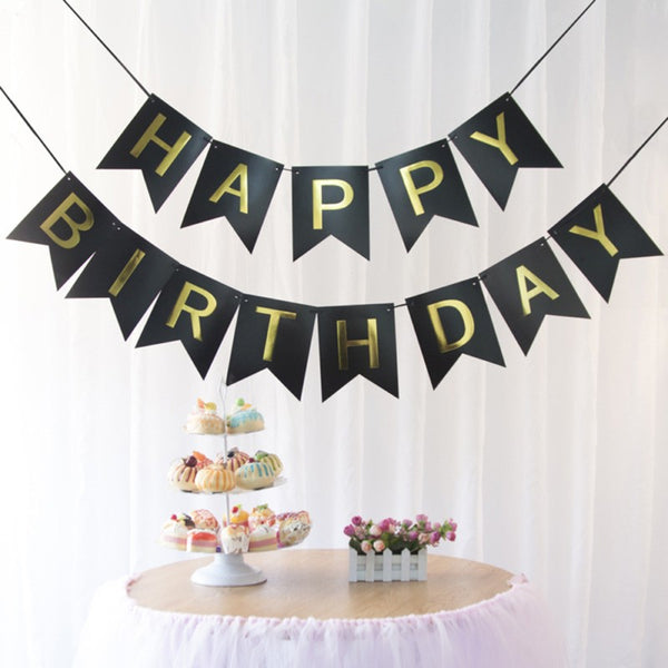 1 SET Paper Happy Birthday Party Bunting Banner Decorations Hanging Pastel Flags Party Decora