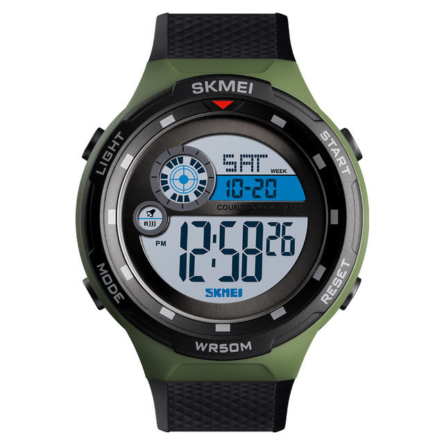 SKMEI 1465 50M Waterproof Countdown Outdoor EL Light Sports Digital Watch Men Wrist Watch