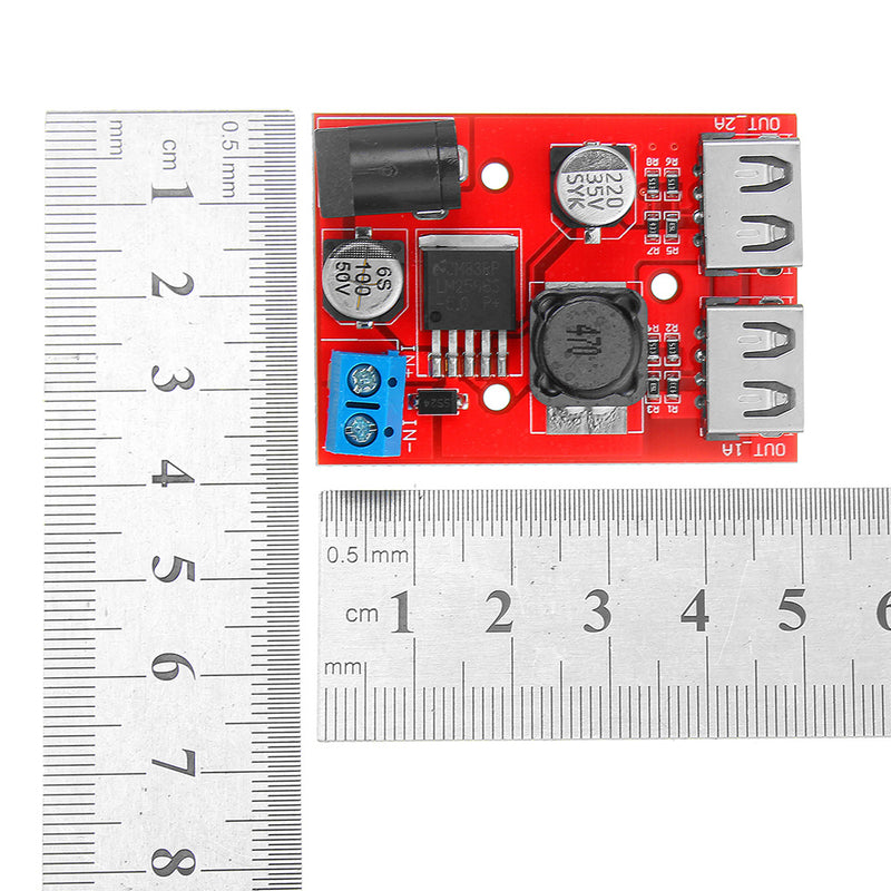 5pcs LM2596S Dual USB port 9V/12V/24V/36V to 5V DC-DC Step Down Buck Car Charger Solar 3A Power Supply Module