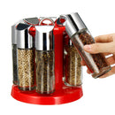 MEIGAR 8Pcs Cruet Salt Pepper Seasoning Box Condiment Spice Bottles With Stand Holder
