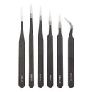 DANIU 6Pcs Safe Anti-static Tweezers Maintenance Repair Nippers Forceps Tools Kit ESD10-15
