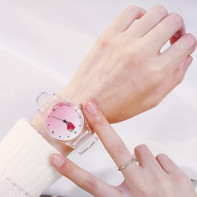 Deffrun Casual Style Transparent Women Wrist Watch Cute Style Student Kid Quartz Watch