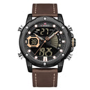 NAVIFORCE 9172 Calendar Luminous Display Quartz Watch Genuine Leather Strap Men Watch