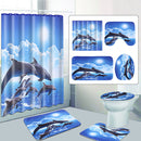 Shower Curtain Bath Pad Pedestal Rug Lid Toilet Cover Art Fashion Dolphin