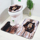 3PCS Non-Slip Bathroom Washable Carpet Animal Bathroom Rug Toilet Cover Mat