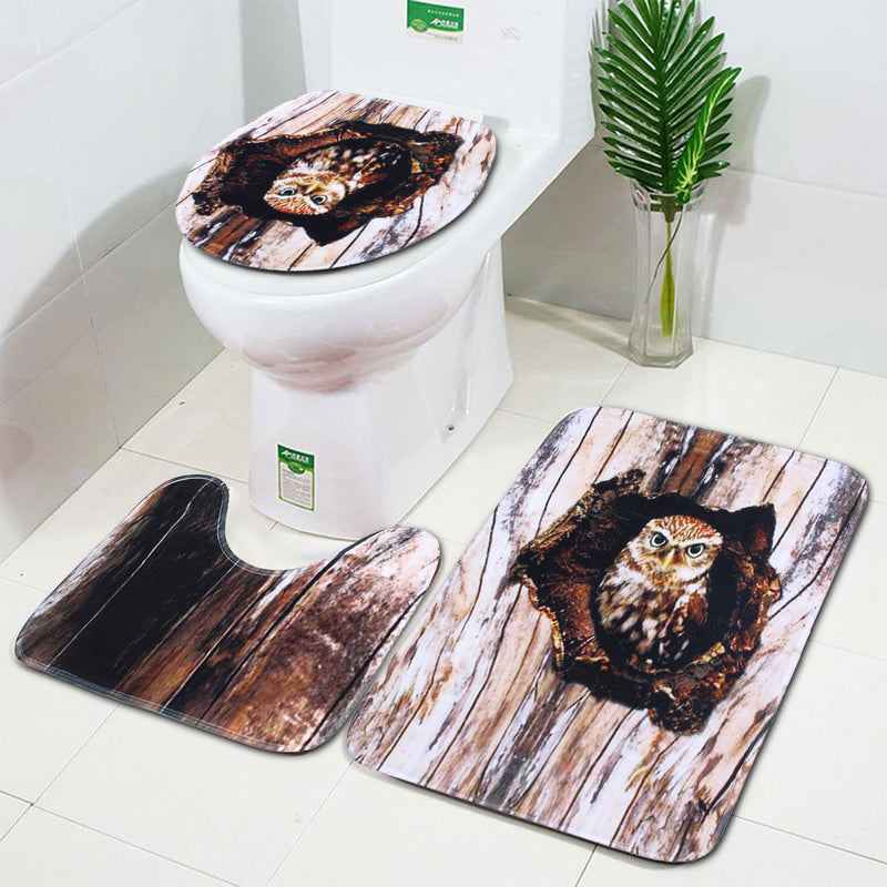 3PCS Non-Slip Bathroom Washable Carpet Animal Bathroom Rug Toilet Cover Mat