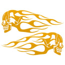 2pcs 13.5x5inch Universal Motorcycle Gas Tank Flames Skull Badge Decal Sticker Red/Blue/Yellow