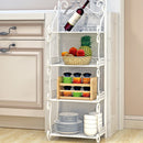 4 Tiers Iron Folding Storage Shelf Nordic Minimalist Multifunctional Bookshelf Storage Racks Holders for Office Home Bedroom Bathroom Kitchen