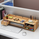 4 Colors 2 Tiers Multi-function Desktop Wooden Computer Monitor Riser Stand Laptop Screen Riser Wood Shelf Keyboard Desk Storage Rack