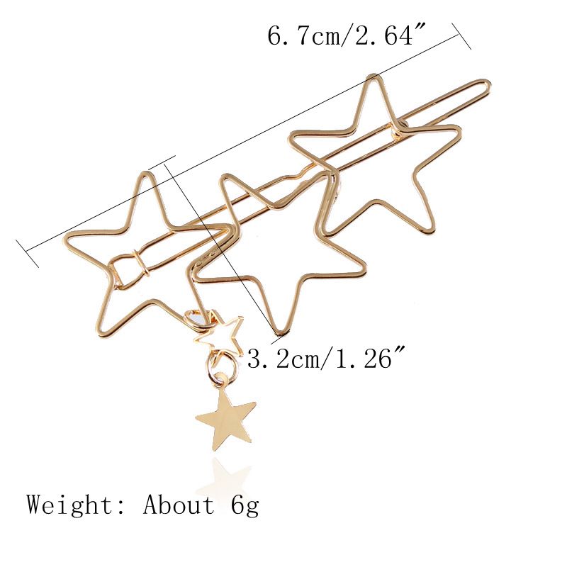 Trendy Hair Accessories Hollow Five Point Stars Alloy Hairpin Hair Clip Star Pendant for Women