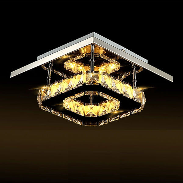 Modern Square Crystal LED Ceiling Light Fixture Pendant Lamp Chandelier Home Decor