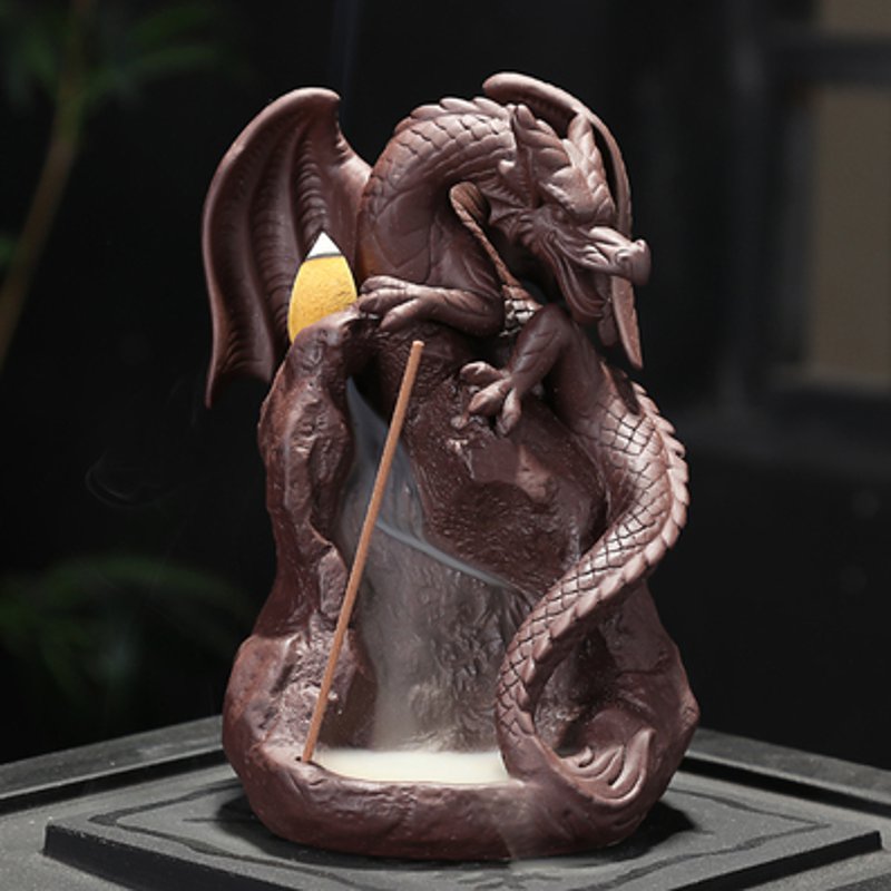 Auspicious Dragon Purple Sand Smoke Backflow Incense Burner Creative Aromatherapy Censer Decorations