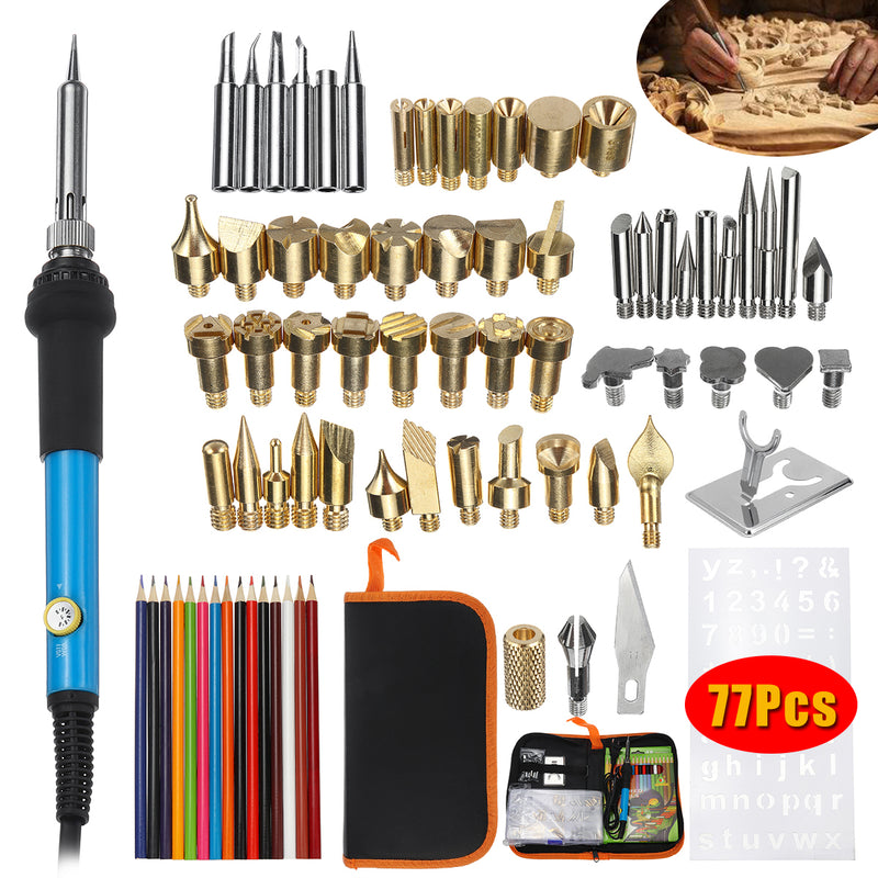 77Pcs Electric Soldering Iron Tools Kit 60W Temperature Control  Welding Station Tip Case