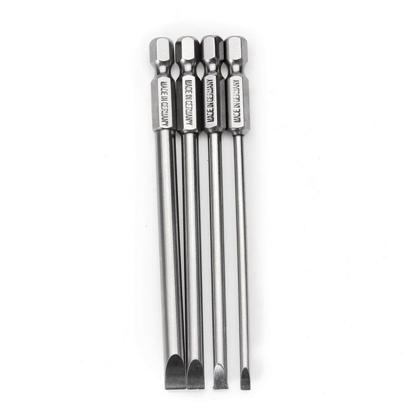 BROPPE 4pcs 100mm Magnetic 3.0-6.0mm Flat Head Slotted Tip Screwdrivers Bits