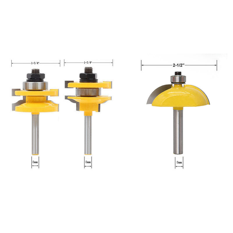 3pcs 8mm Shank Raised Panel Cabinet Door Router Bit Set Woodworking Cutter