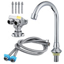 Foot Pedal Sink Faucet Copper Vertical Home Basin Tap With Foot Pedal Switch + Water Outlet Pipe + Connecting Hose