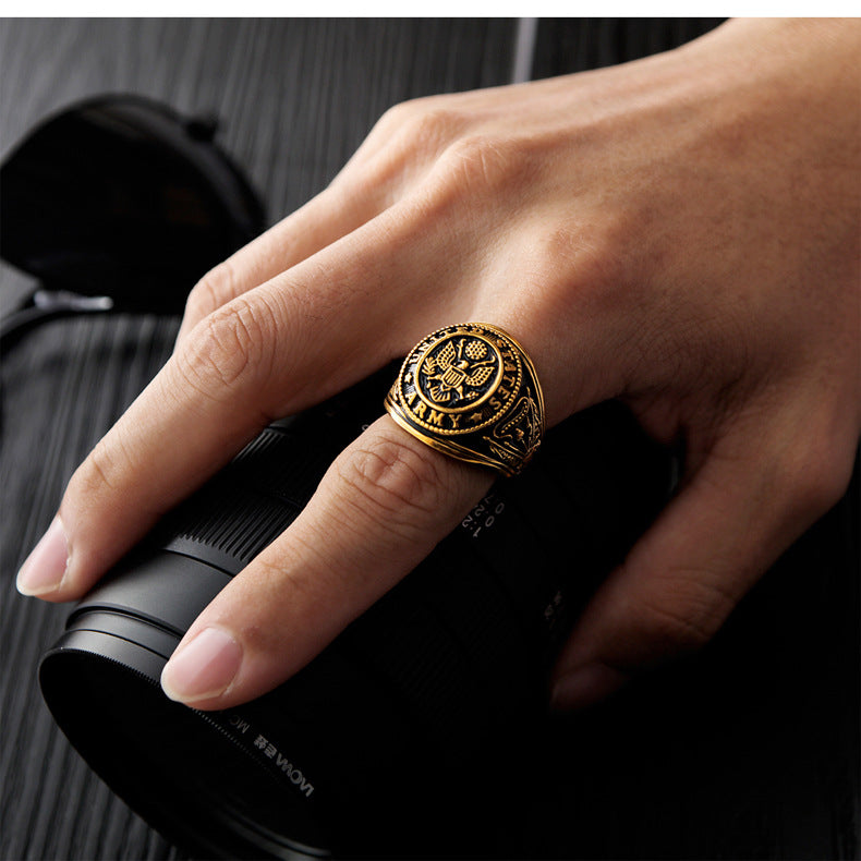 Personality Retro Slab Eagle Titanium Steel Ring
