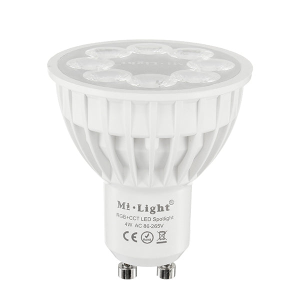 Dimmable GU10 4W Mi Light 2.4G Wireless RGBCCT LED Spotlight Lamp Bulb AC86-265V