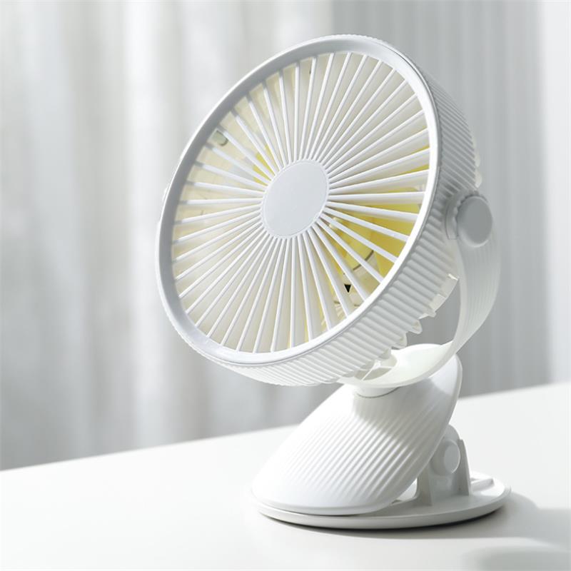 Well Star WT-F15 Portable Clip Fan 360 Degrees Rotation USB Mini Stripe Fan Rechargeable Air Cooling Fan Clip Desktop Fan Dual Use Portable Home Student Office Fan
