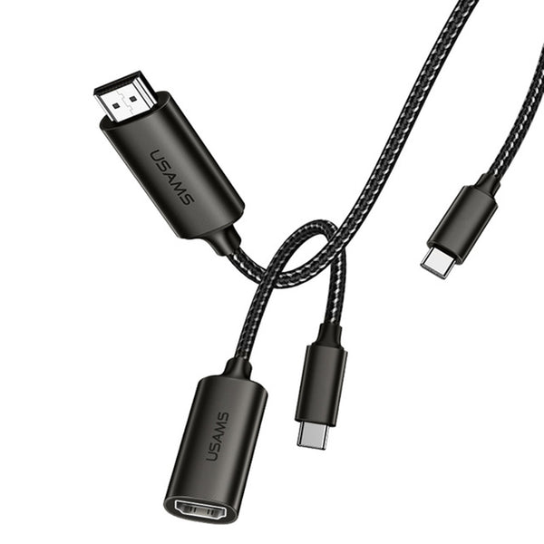 USAMS Type C to High Definition Multimedia Interface 4K HD Adapter Male Female Jack Audio TV Data Cable for Huawei Xiaomi Mi9 Oneplus S10