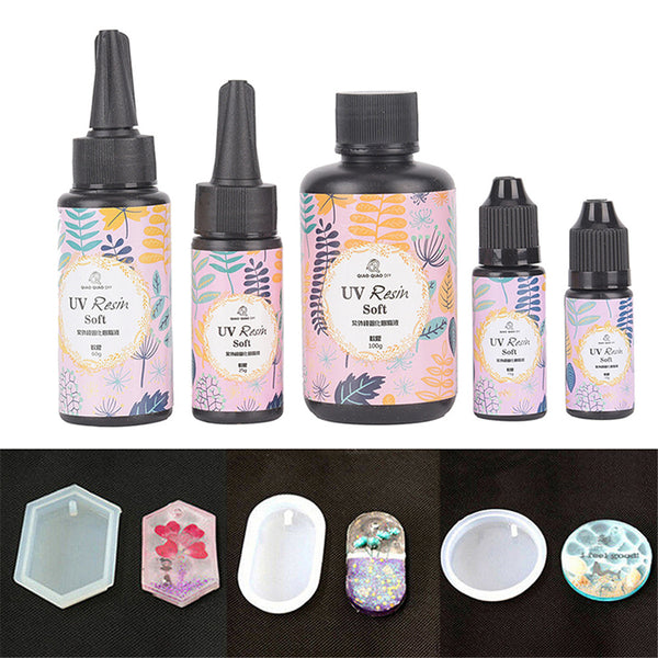 UV Resin Soft Ultraviolet Solar Sunlight Curing Cure Activated DIY Crystal Glue 25/60/100/200g
