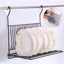 Foldable Kitchen Black Wall Hanging Dish Storage Shelf Organizer Rack Holder NO Drill for Space Saving
