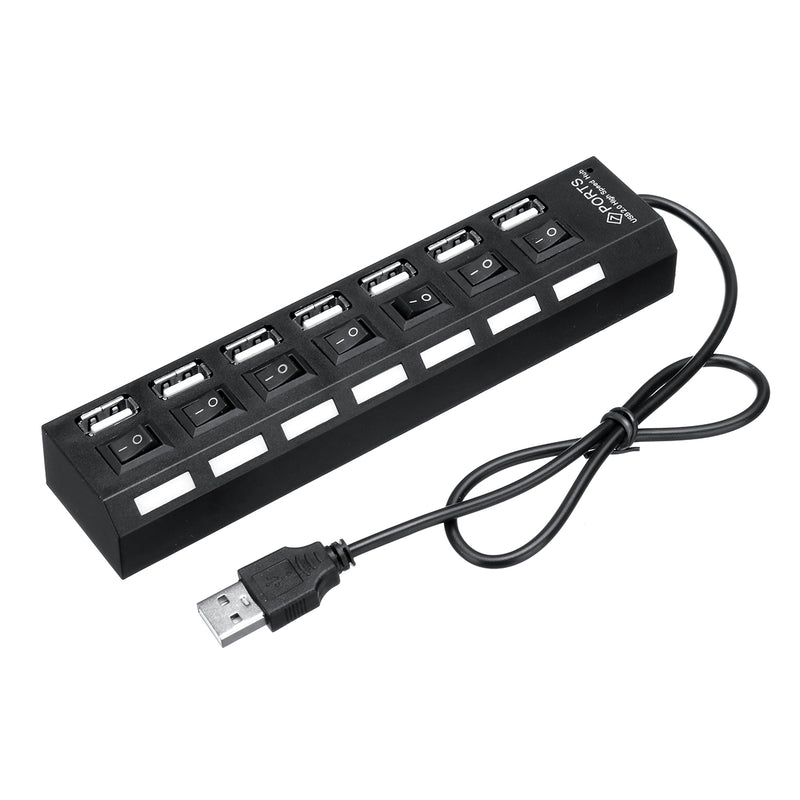 7 Port USB 2.0 HUB Splitter Switch Battery Box For LEGO LED Light Installing