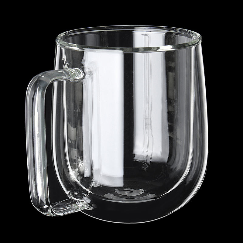 300ML Glass Coffee Tea Cup Heat Resistant Double Layer Glass Handle Double Wall
