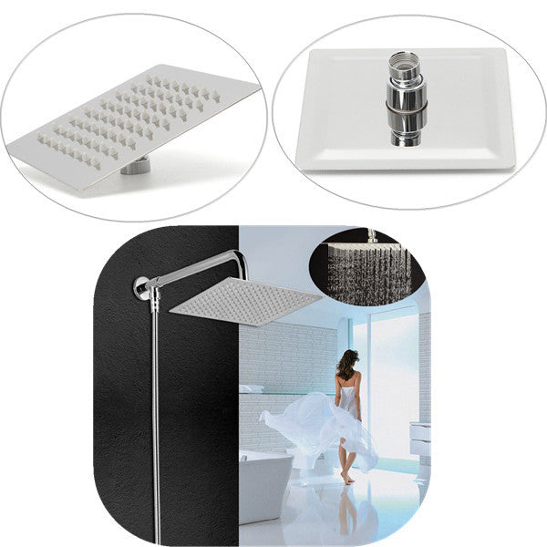 G1/2 Rain Shower Head Square Chrome Wall / Ceiling Mounted Bathroom Top Sprayer Faucet Stainless Steel