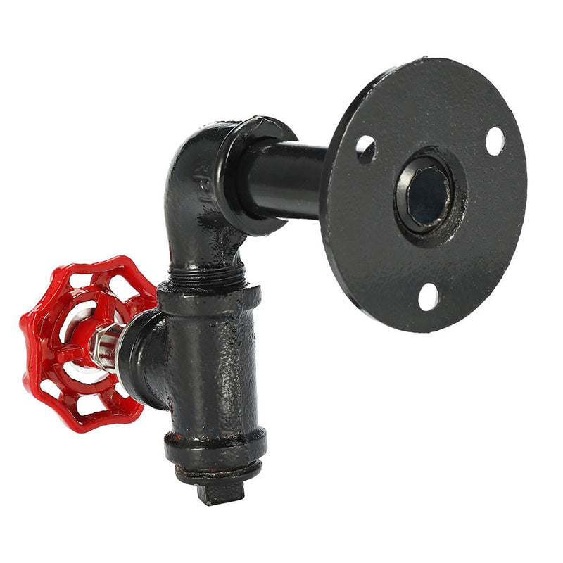 Urban Industrial Style Iron Water Pipe Effect Wooden Wall Shelf Coat Hooks Rack