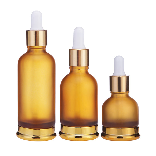 5PCS 20/30/50ML Empty Dropper Bottle Portable Amber Essential Oil Glass Perfume Massage Pipette Bottles Refillable Bottles