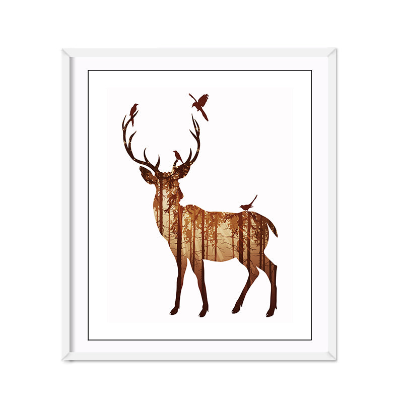 Miico Hand Painted Oil Paintings Simple Style-B Side Face Deer Wall Art For Home Decoration Painting