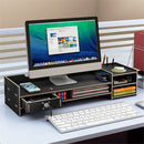 Multi-function Desktop Monitor Stand Computer Laptop Screen Riser Wood Shelf Desk Storage Holder with Lock
