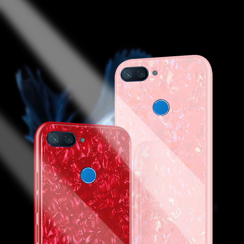 Bakeey Shell Glossy Soft Frame Hard Back Tempered Glass Protective Case for Xiaomi Mi 8 Lite