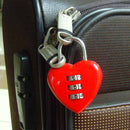 Heart Shaped 3 Digit Travel Luggage Lock Resettable Combination Padlock for School Gym&Sports Locke