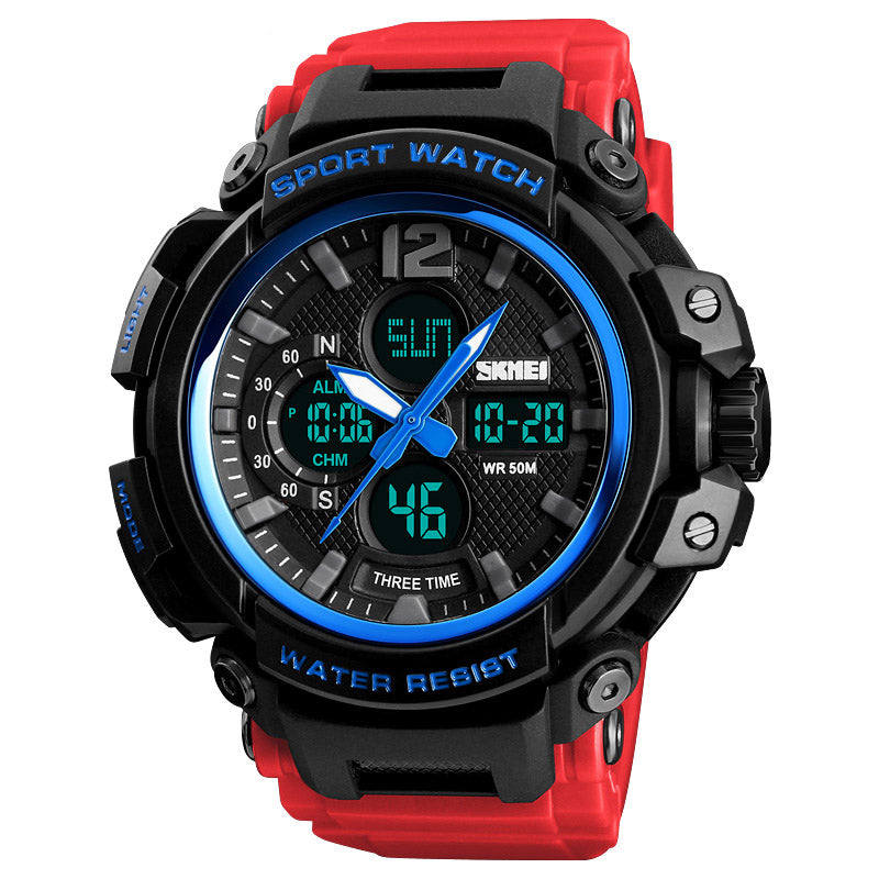 SKMEI 1343 Digital Watch Dual Display Chronograph 3 Time Waterproof Alarm Digital Quartz Wrist Watch