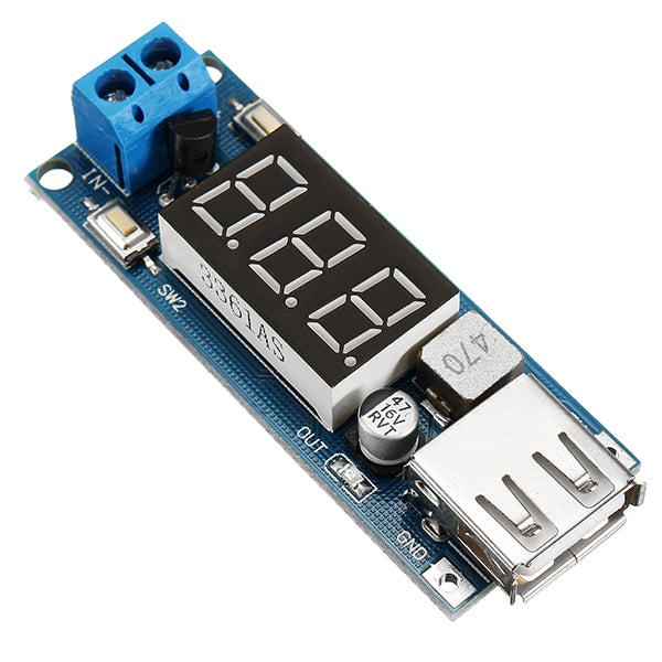 5pcs DC-DC 2 In 1 6.5V-40V To 5V Buck Step Down Power Module Volt Meterr Automatic Calibration