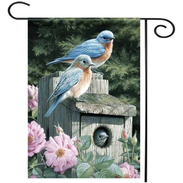 28''x40'' Bluebirds Spring Season Welcome House Garden Flag Yard Banner Decorations