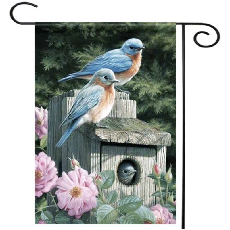 28''x40'' Bluebirds Spring Season Welcome House Garden Flag Yard Banner Decorations