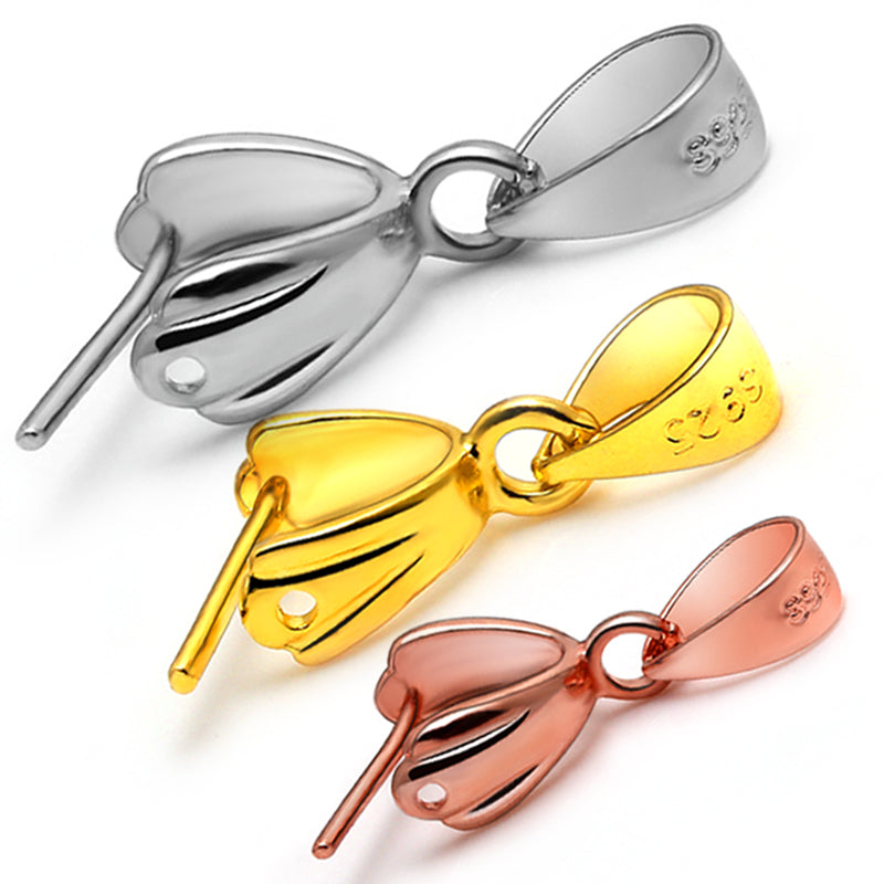 925 Pure Sterling Silver Oval Crystal Buckle Clip DIY Accessories Pendant Pin