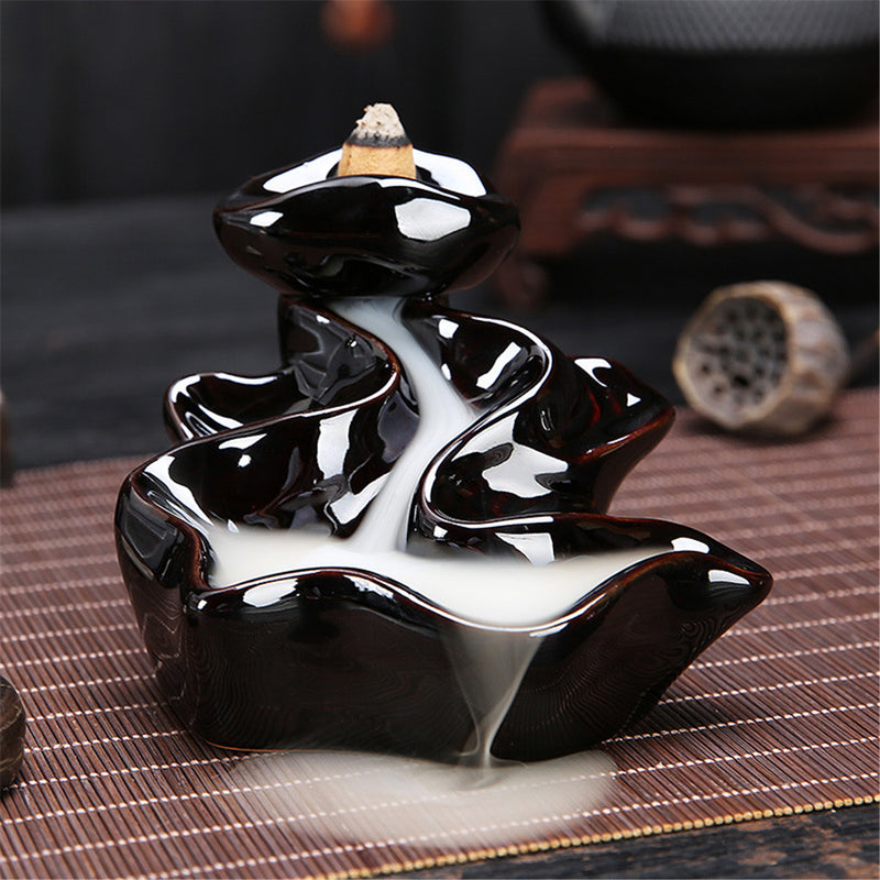 6 Style Buddhist Incense Burner Smoke Backflow Ceramic Glaze Censer Cone Holder